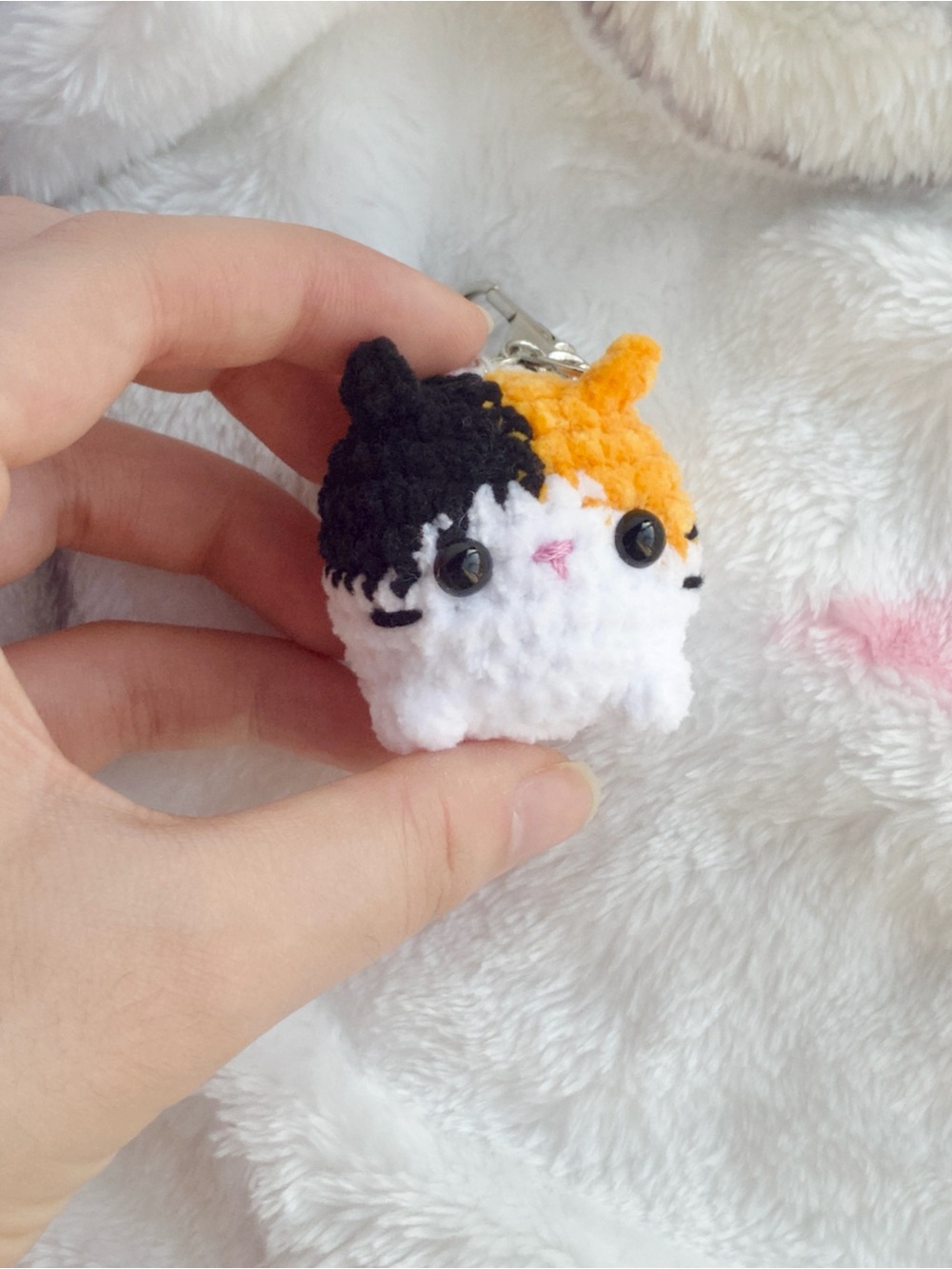 Crochet Calico Cat Keychain
